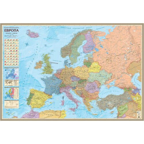 АГТ Геоцентр Настенная карта Европы/ большая/ размер 158 х107 карта европы настенная от атлантики до урала 143х102см