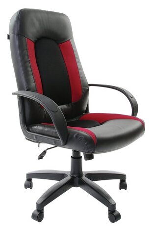 Компьютерное кресло Brabix "Strike EX-525", ткань черная/бордовая, экокожа черная