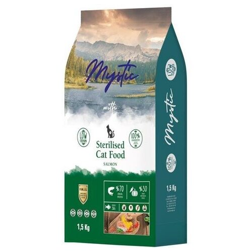 Mystic Sterilised Cat Food Salmon сухой корм для стерилизованных кошек с лососем 1,5кг pawpaw sterilised cat food with salmon полнорационный сухой корм для стерилизованных кошек с лососем