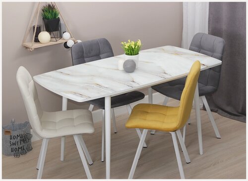 Изображение товара Стол кухонный Эко "Оникс", обеденный стеклянный раздвижной стол для кухни