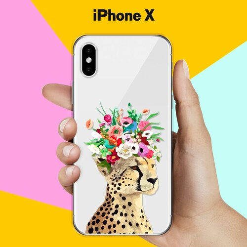 Силиконовый чехол Леопард на Apple iPhone X