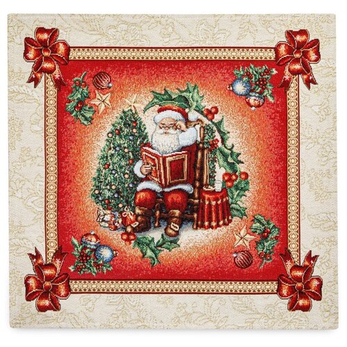 Салфетка сервировочная Eurotex Счастливое Рождество 45х45 см, гобелен, п/к