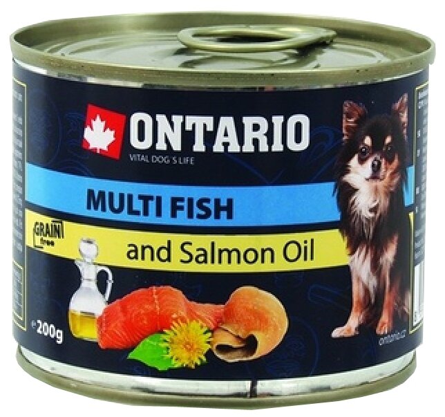 Ontario Консервы для собак: рыбное ассорти (ONTARIO Mini - Multi Fish and Salmon oil 200g) 214-2021 | ONTARIO Mini - Multi Fish and Salmon oil 0,2 кг 46641 (2 шт)
