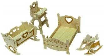 Сборная мебель для кукол VGA Wooden Toys (Чудо-Дерево) "Спальня" (80025)