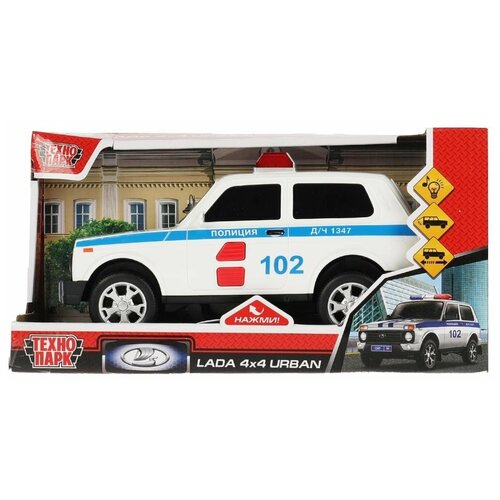Машина Технопарк Lada 4x4 Urban полиция, URBANBLACK-20PLPOL-WH модель urbanblack 20plmil gn lada 4x4 urban камуфляж 19 5 см технопарк в коробке 36