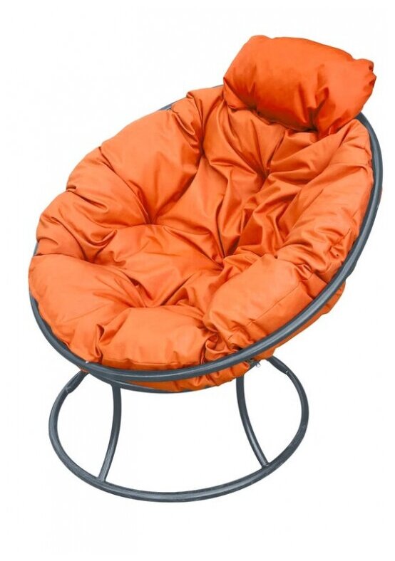 Кресло m-group папасан мини серое, оранжевая подушка - фотография № 6