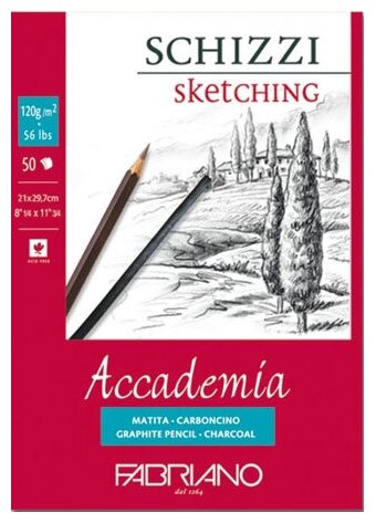 Скетчбук для зарисовок Fabriano Accademia  29.7 х 21 см (A4), 120 г/м², 50 л. белый