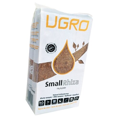 Субстрат кокосовый UGro Small Rhiza, 11 л, 0.75 кг кокосовый субстрат ugro basic small 11л не требует промывки