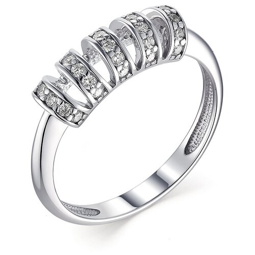 Ювелирное кольцо алькор из родированного серебра c кристаллами