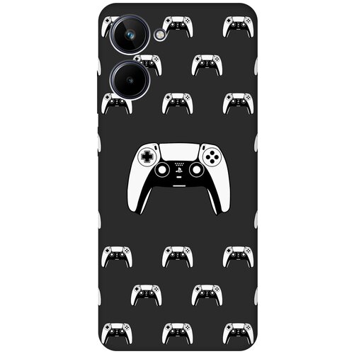 Матовый чехол Controller Pattern для Realme 10 4G / Рилми 10 4Г с 3D эффектом черный матовый чехол controller pattern для realme 10 pro реалми 10 про с 3d эффектом черный