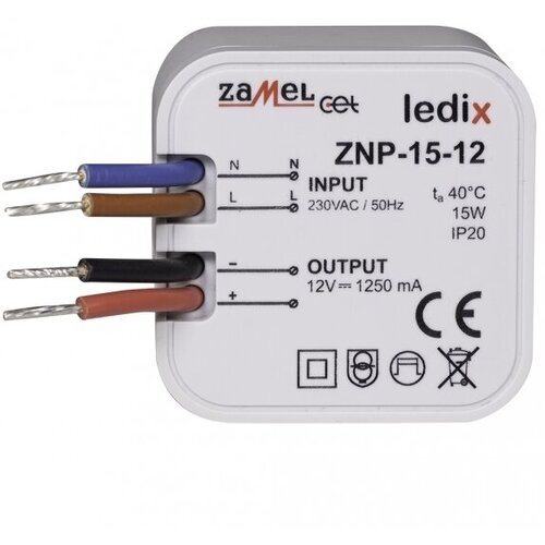 Zamel Блок питания LED 12V DC 15W в монтажную коробку