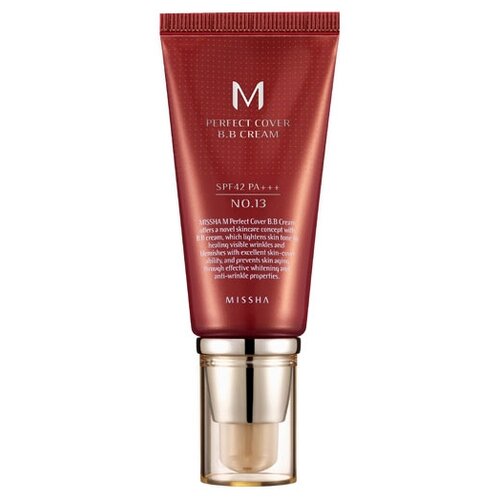 MISSHA тональный bb-крем для лица солнцезащитный #21 (20 мл.) M Perfect Cover BB Cream SPF42 PA+++ / Корейская косметика