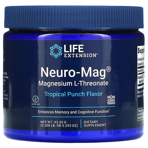 Купить Life Extension Neuro-Mag Magnesium L-Threonate Нейро-маг, Магний л- треонат, 93, 95 гр Тропический пунш