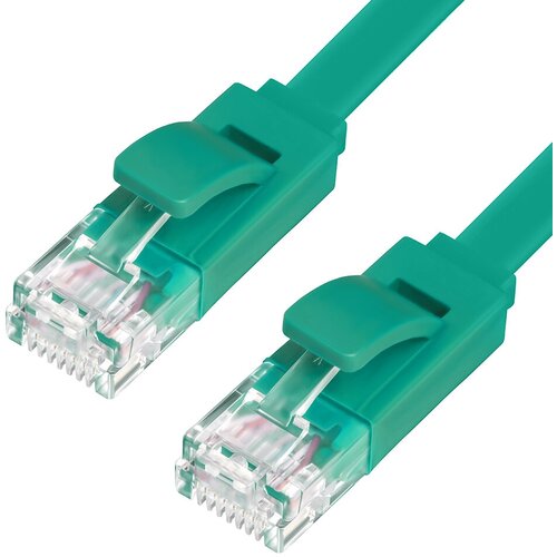 Greenconnect Патч-корд PROF плоский прямой 5.0m, UTP медь кат.6, зеленый, позолоченные контакты, 30 AWG, GCR-LNC625-5.0m, ethernet high speed 10 Гбит/с, RJ45, T568B Greenconnect RJ45(m) - RJ45(m) Cat. 6 U/UTP PVC 5м зелёный (GCR-LNC625-5.0m) патч корд utp 5e категории 1 0м greenconnect gcr lnc05 1 0m литой зеленый