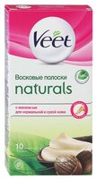 Veet Восковые полоски Naturals с маслом ши для нормальной и сухой кожи 12 шт.