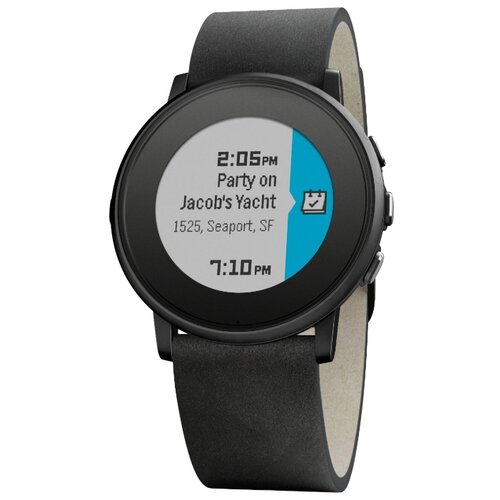 Pebble Смарт-часы Pebble Time Round 20mm Leather Band Black черные 2919000₽