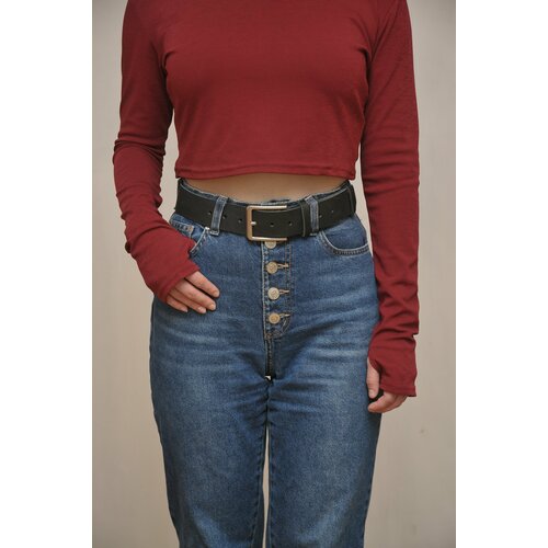 фото Ремень натуральная кожа, металл, длина 150 см., черный kozhedub