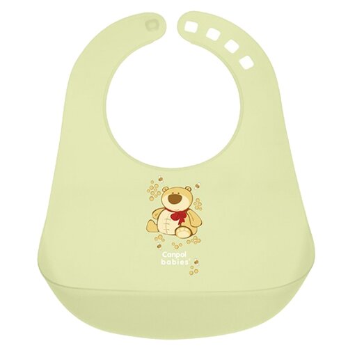 фото Canpol Babies Нагрудник Colourful plastic bib, 1 шт., расцветка: зеленый медведь