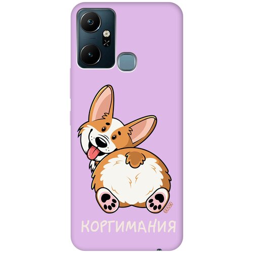 Силиконовый чехол на Infinix Smart 6 Plus, Инфиникс Смарт 6 Плюс Silky Touch Premium с принтом CorgiMania сиреневый силиконовый чехол на infinix smart 6 plus инфиникс смарт 6 плюс silky touch premium с принтом disgruntled cat сиреневый