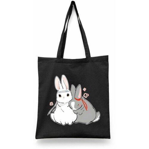 фото Сумка-шоппер унисекс каждому своё "кролик/заяц/rabbit" черная