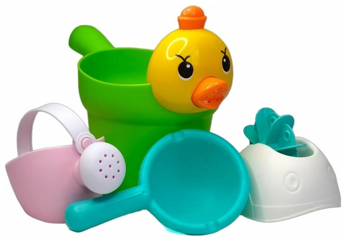Игрушки для ванной, набор для купания, лейка детская, ведерко. Набор 4 предмета