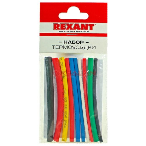 фото Набор (в боксе) термоусаживаемых трубок (отрезков) rexant 29-0101, 6/1.5 мм, 10 шт.