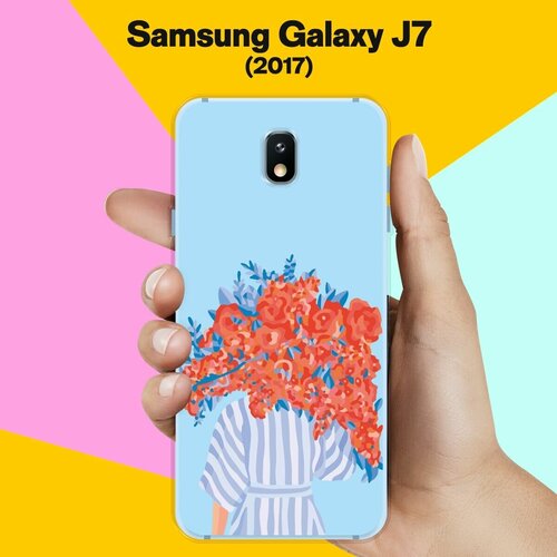 Силиконовый чехол на Samsung Galaxy J7 (2017) Красные цветы / для Самсунг Галакси Джей 7 2017 пластиковый чехол хобби дайвинг на samsung galaxy j7 2017 самсунг галакси джей 7 2017