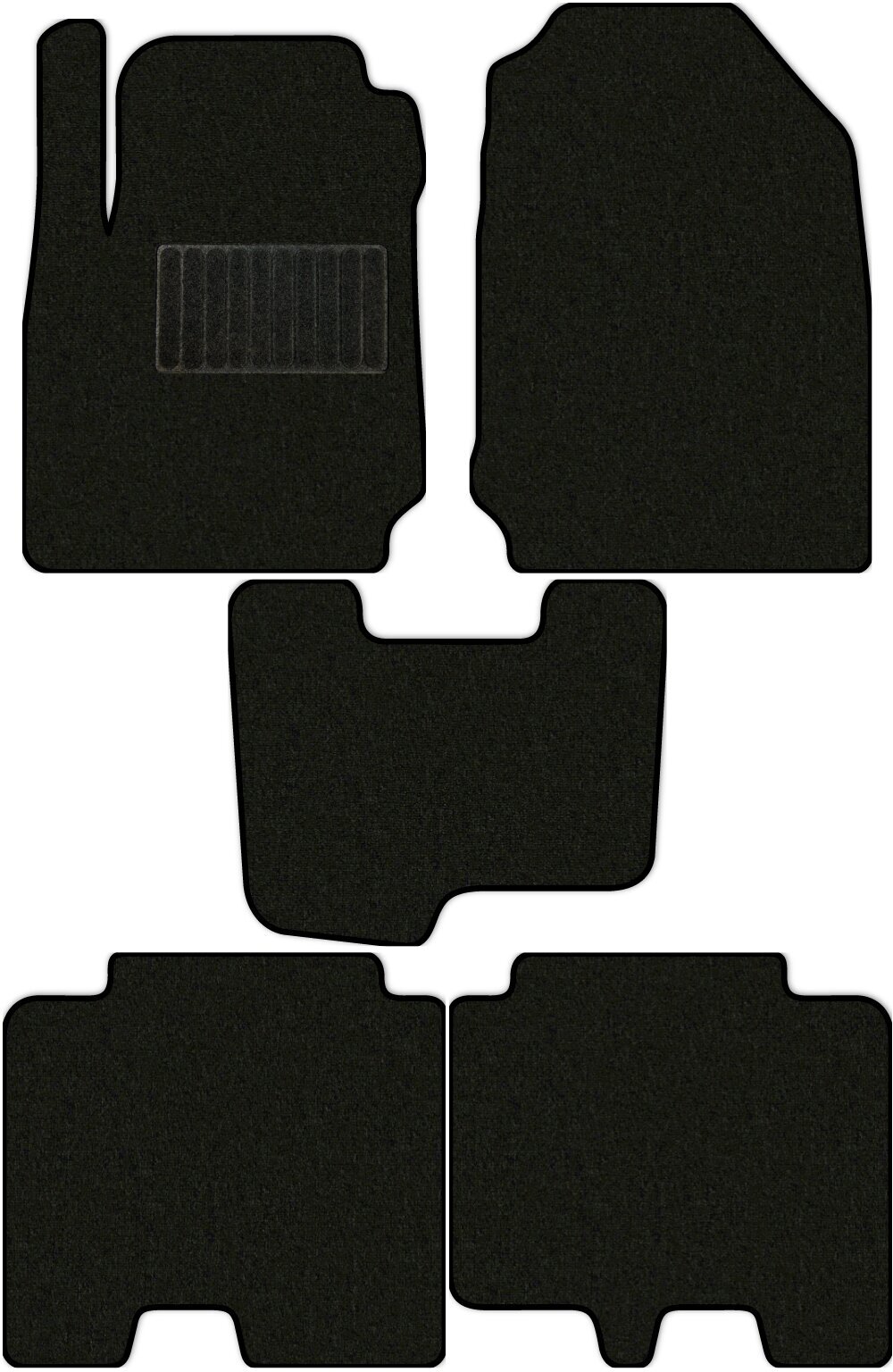 Коврики в салон текстильные Allmone "Классик" для Isuzu MU-X 3 2021 - Н.В., черные, 5шт. / Исузу