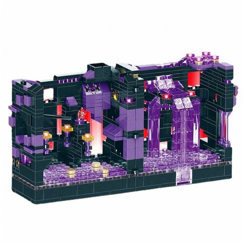 Детский конструктор LB+ в стиле Майнкрафт Сражение за темную магическую крепость, фиолетовая крепость 511 деталь