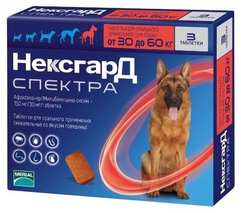 Фронтлайн (Merial) НексгарД Спектра собаки 30-60 кг