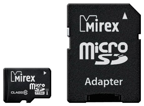 Карта памяти Mirex MicroSD 16Gb Class 10 UHS-I 13613-ADSUHS16 + adapter