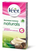 Veet Восковые полоски Naturals с маслом ши для нормальной и сухой кожи 12 шт.