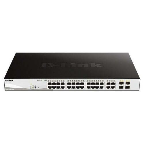 D-Link Сетевое оборудование DGS-1210-28MP F3A Настраиваемый L2 коммутатор с 24 портами 10 100 1000Base-T и 4 комбо-портами 100 1000Base-T SFP 24 4618000₽
