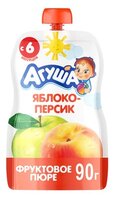 Пюре Агуша яблоко-персик (с 6 месяцев) 90 г, 10 шт