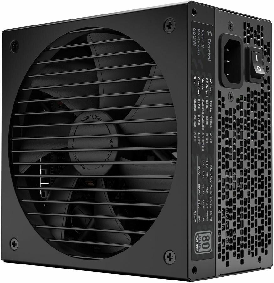 Блок питания Fractal Design ION+2 660, 650Вт, 140мм, черный, retail [fd-p-ia2p-660-eu]