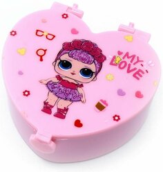 Шкатулка детская, розовая в форме сердца, 1 шт