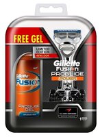 Набор Gillette гель для бритья Fusion Hydrating, бритва Fusion ProGlide POWER сменные лезвия: 1 шт.