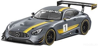 Гоночная машина Rastar Mercedes AMG GT3 (74100/99605), 1:14, 33 см, серебристый/желтый