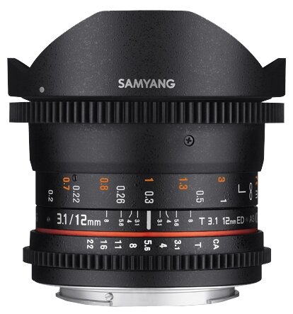 Объектив Samyang 12mm T31 ED AS NCS VDSLR Fish-eye Canon EF