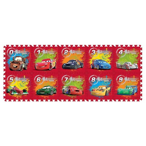 Коврик-пазл Играем вместе Disney Тачки Математика (FS-NUM-04-CARS), красный, 32х32 см, 10 элементов коврик пазл играем вместе единороги fs uc разноцветный 32х32 см 8 элементов