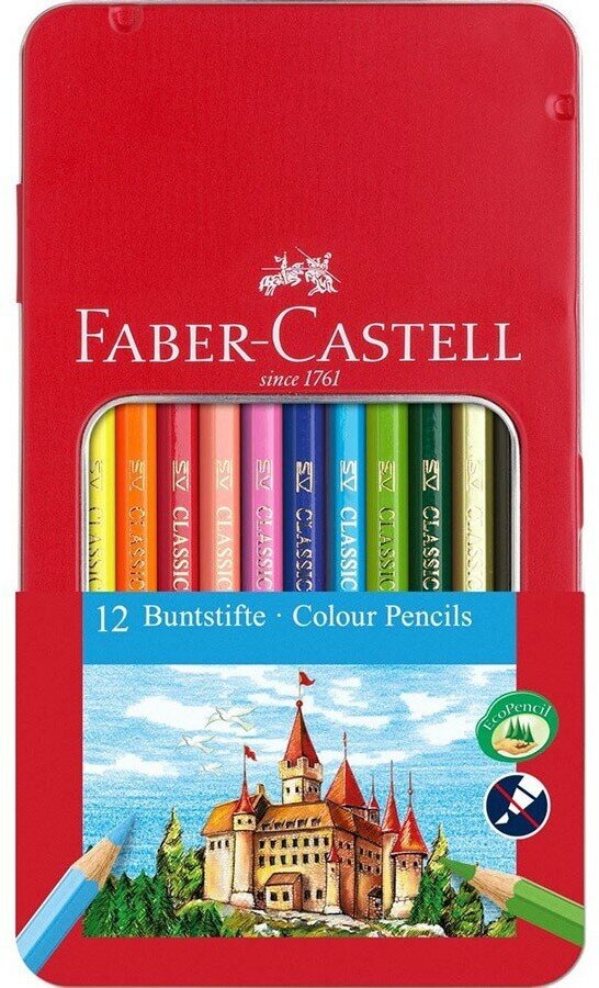 Цветные карандаши Faber Castell Карандаши цветные Faber-Castell "Замок", 12цв. (металлическая коробка)