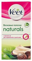 Veet Восковые полоски Naturals с маслом ши для нормальной и сухой кожи 12 шт.