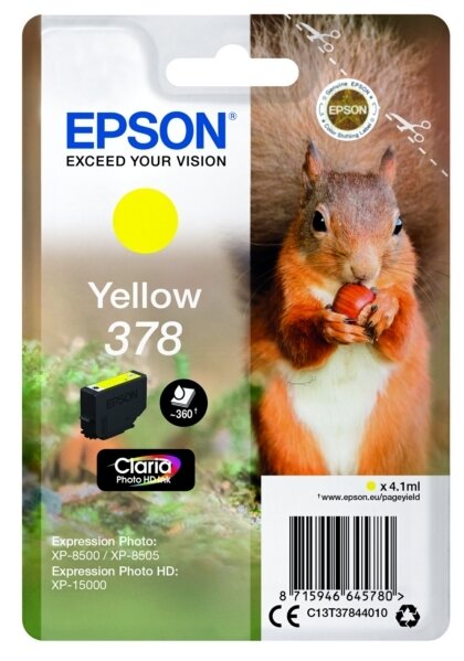 Картридж струйный Epson T3784 C13T37844020 желтый оригинальный