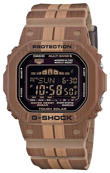 Наручные часы CASIO G-Shock GWX-5600WB-5 секундомер, будильник, таймер, радиосинхронизация, водонепроницаемые, противоударные, коричневый
