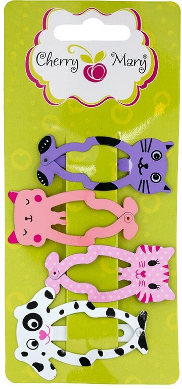 CHERRY MARY Z6008-EM49 Набор разноцветных заколок для волос 4 шт №01 на каждый день