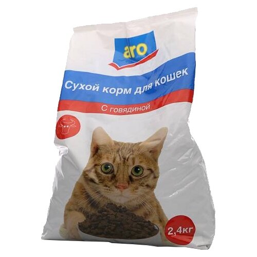 Сухой корм для кошек ARO с говядиной 2.4 кг сухой корм для кошек aro с говядиной 2 4кг