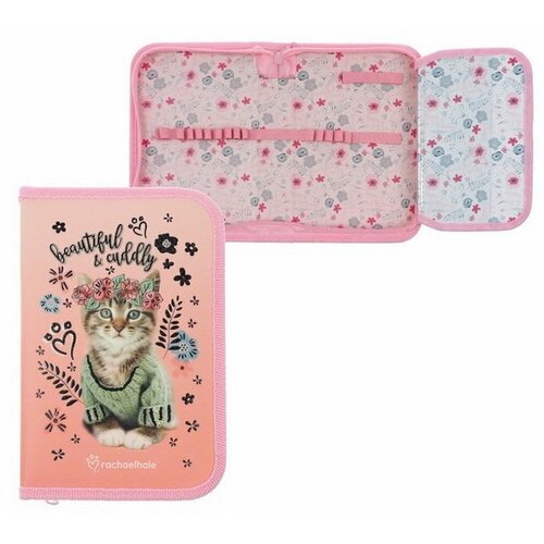 Пенал 1 секция 130 x 200 x 30 мм, с откидной планкой, текстильный, розовый RHJB-UT1-031PR