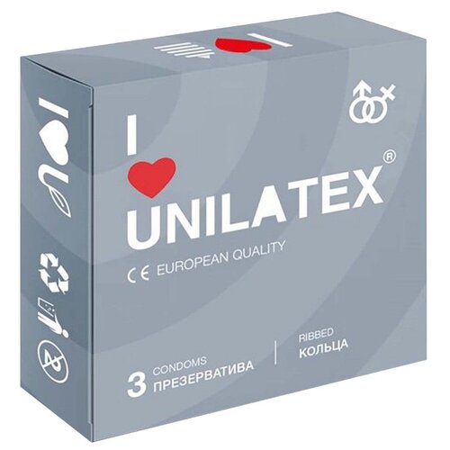 Презервативы Unilatex Ribbed, 3 шт. презервативы unilatex точечные 3 шт