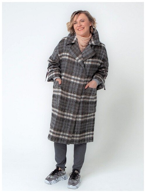 Пальто-халат  Chiago демисезонное, силуэт прямой, средней длины, размер 42/44, коричневый