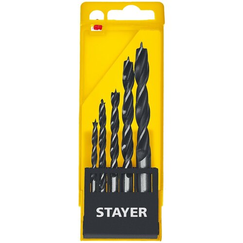 STAYER ″M-type″ 5 шт. 4-5-6-8-10мм, набор спиральных сверл по дереву набор спиральных сверл cv 8шт